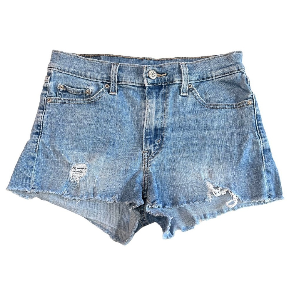 Levi's Blue Denim Distressed Cut Off Shorts